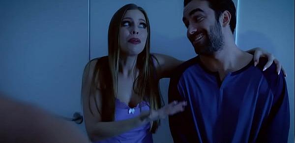 Horny stepson sneaking in his parents room to fuck his hot mom Britney Amber